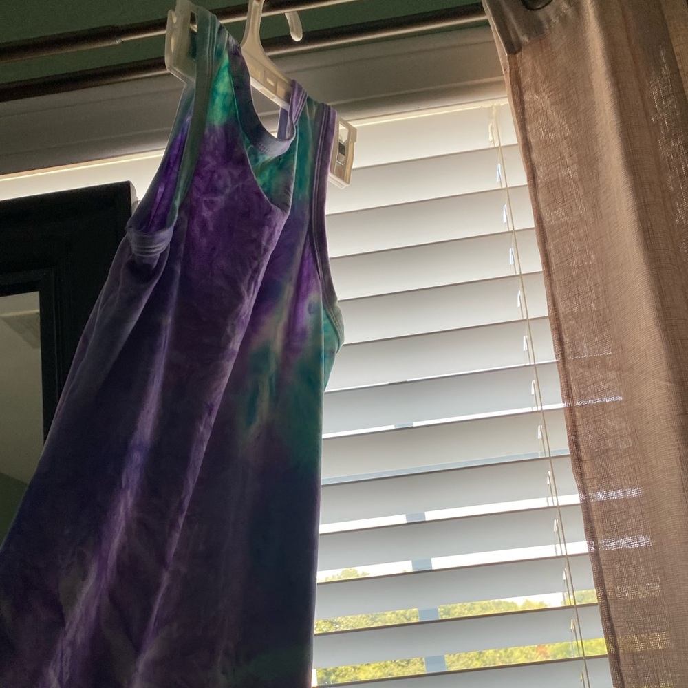 Throw on aqua blue tie dye dress